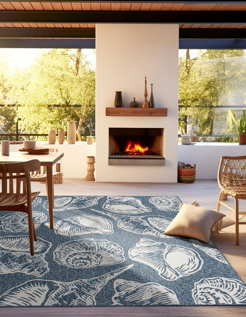 Seaside Haven Rugs Collection Area Rug - Lighthouse (Navy Blue and Ivory) Square Navy Blue and Ivory lifestyle 12