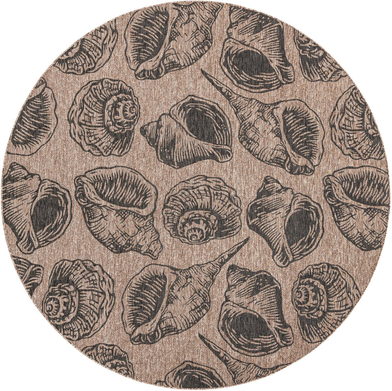 Seaside Haven Rugs Collection Area Rug - Lighthouse (Brown and Black) Round Brown and Black Main