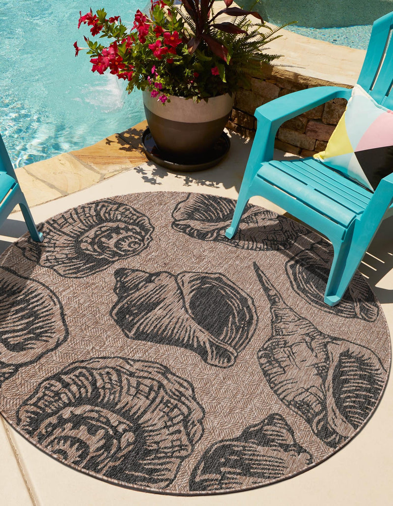 Seaside Haven Rugs Collection Area Rug - Lighthouse (Brown and Black) Round Brown and Black lifestyle 0