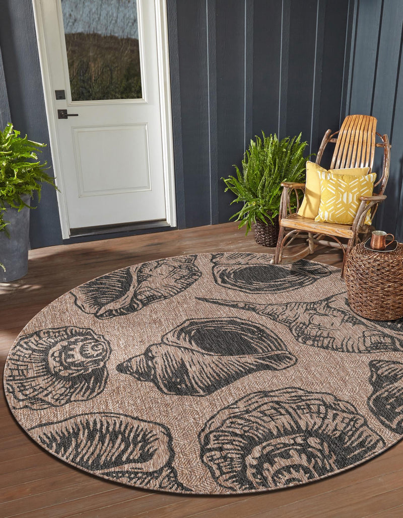 Seaside Haven Rugs Collection Area Rug - Lighthouse (Brown and Black) Round Brown and Black lifestyle 2