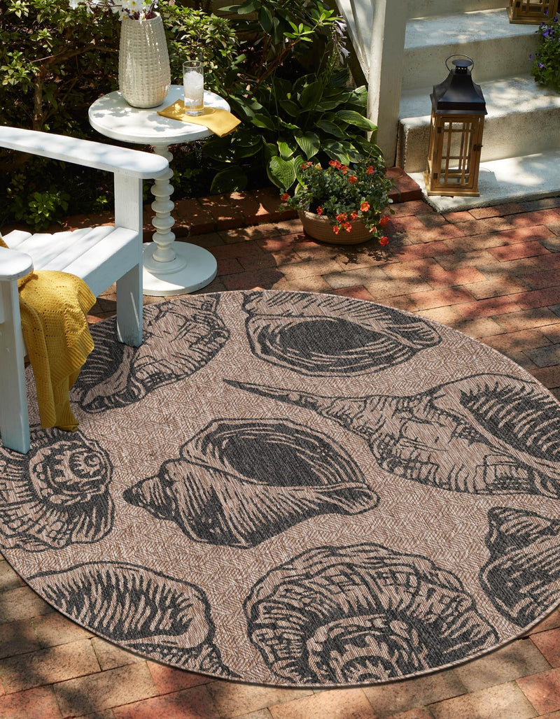 Seaside Haven Rugs Collection Area Rug - Lighthouse (Brown and Black) Round Brown and Black lifestyle 3
