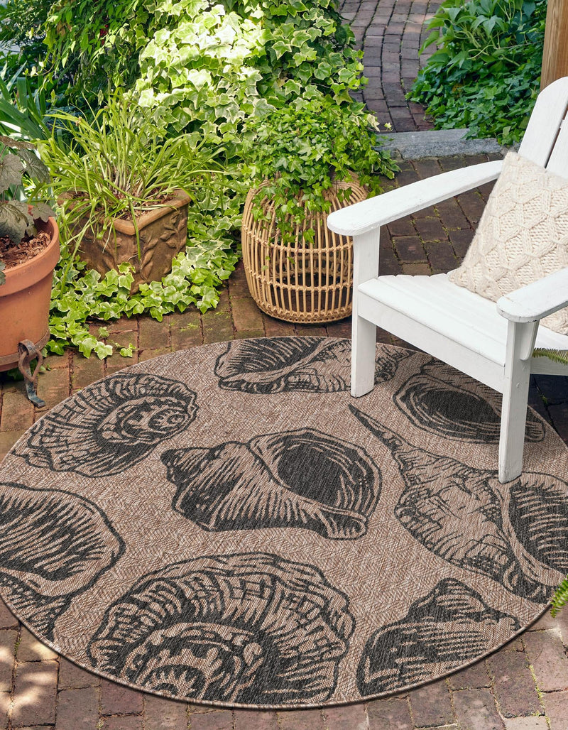 Seaside Haven Rugs Collection Area Rug - Lighthouse (Brown and Black) Round Brown and Black lifestyle 5