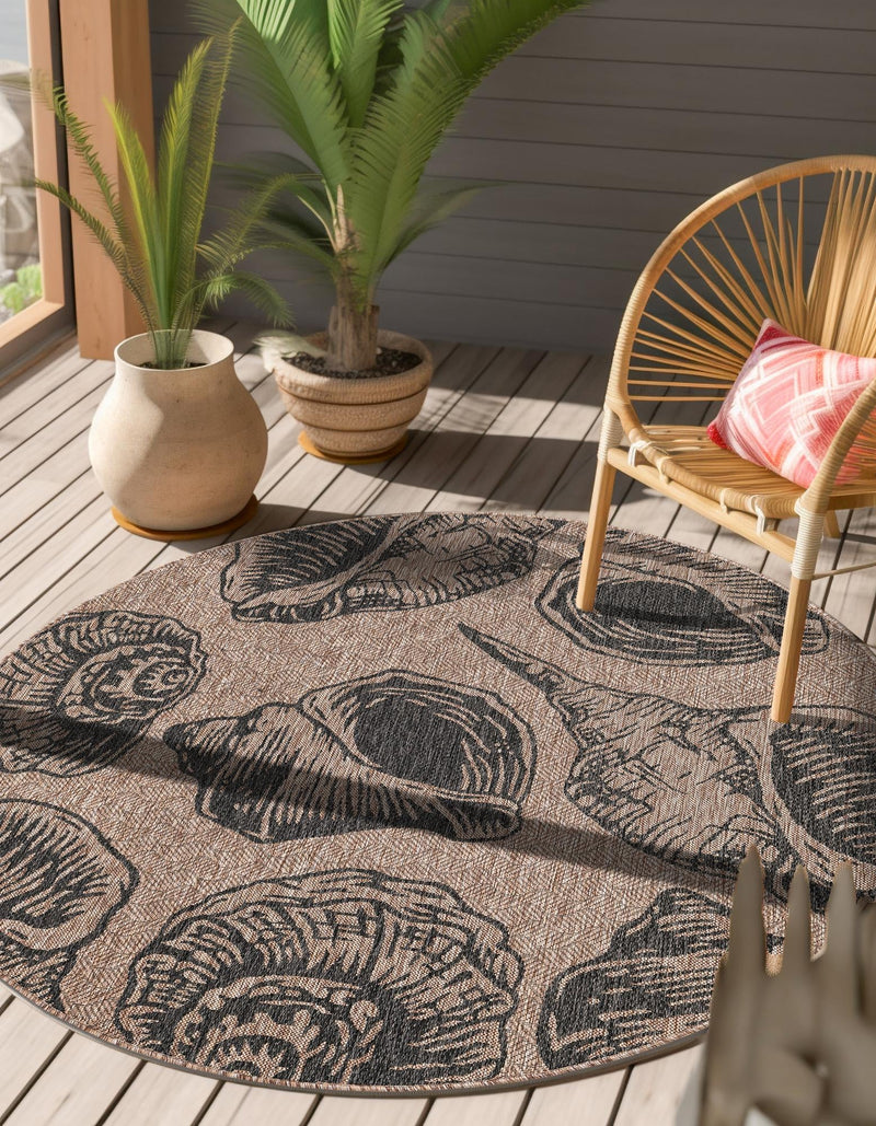 Seaside Haven Rugs Collection Area Rug - Lighthouse (Brown and Black) Round Brown and Black lifestyle 6