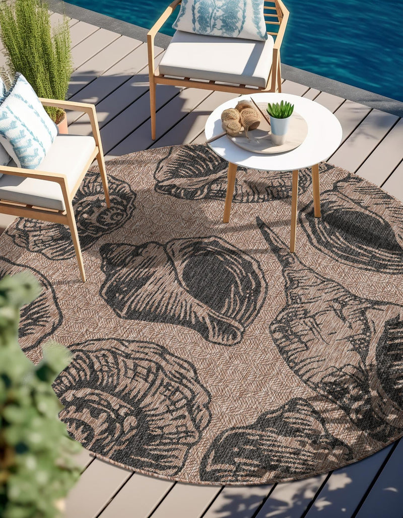 Seaside Haven Rugs Collection Area Rug - Lighthouse (Brown and Black) Round Brown and Black lifestyle 7