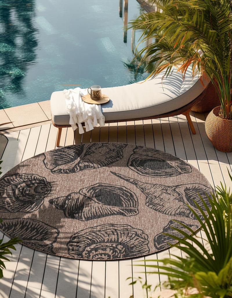 Seaside Haven Rugs Collection Area Rug - Lighthouse (Brown and Black) Round Brown and Black lifestyle 8