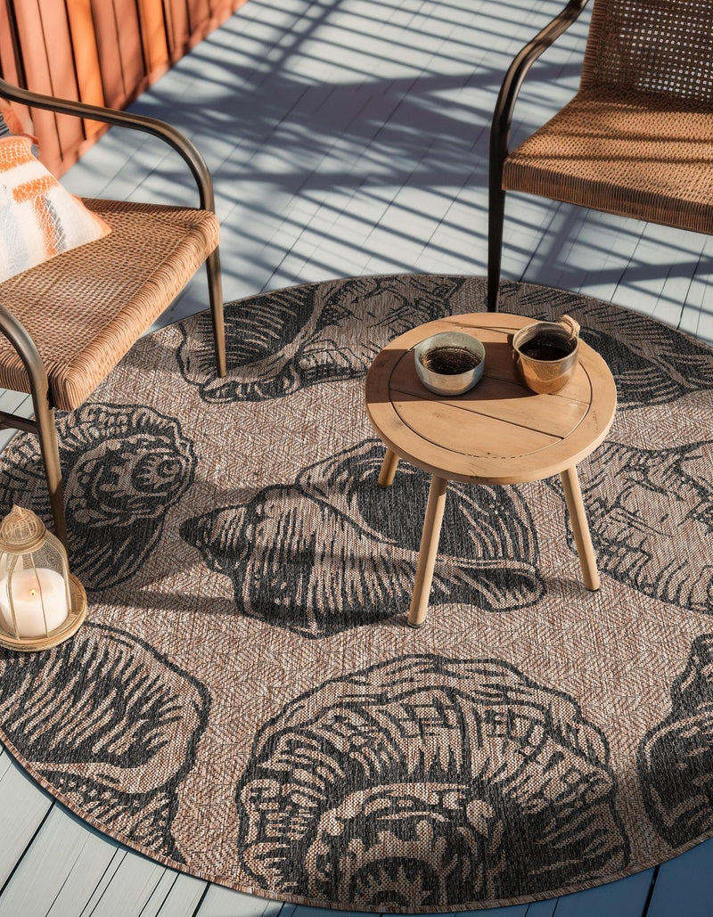 Seaside Haven Rugs Collection Area Rug - Lighthouse (Brown and Black) Round Brown and Black lifestyle 9