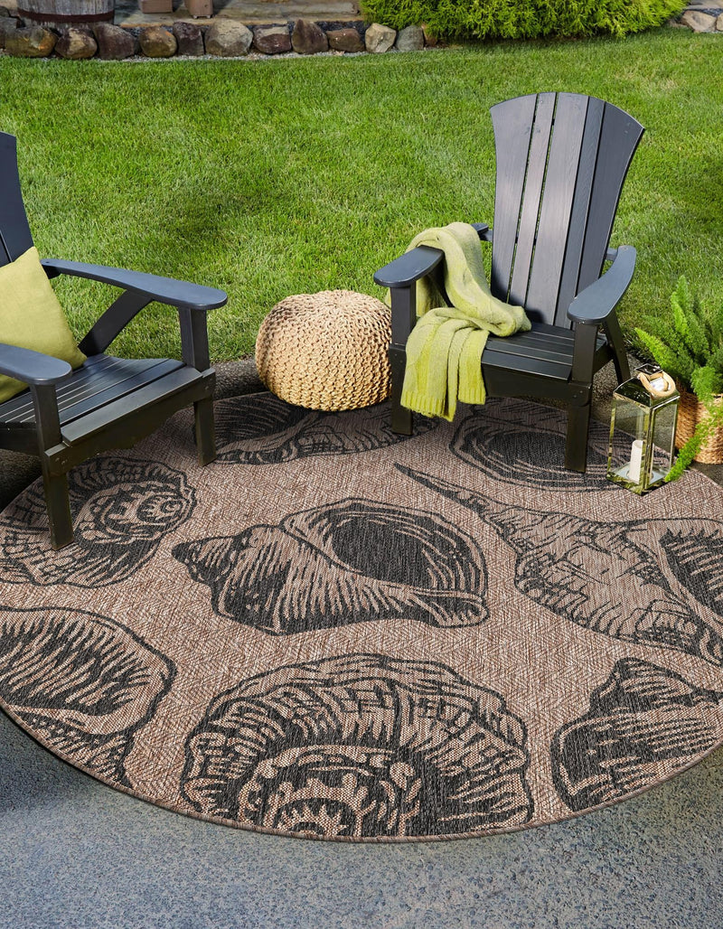 Seaside Haven Rugs Collection Area Rug - Lighthouse (Brown and Black) Round Brown and Black lifestyle 10