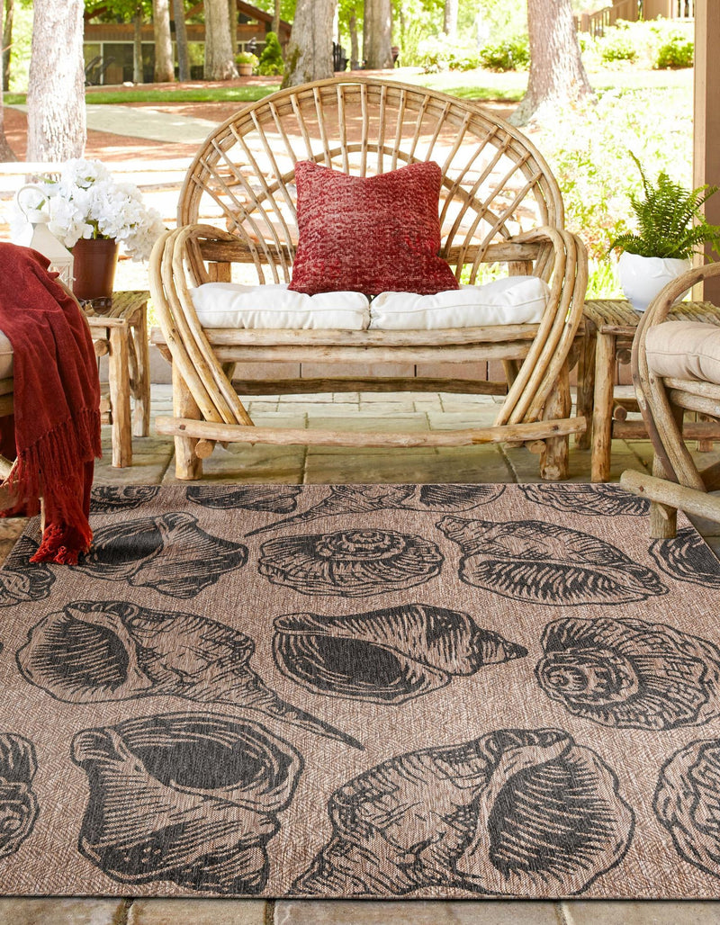 Seaside Haven Rugs Collection Area Rug - Lighthouse (Brown and Black) Square Brown and Black lifestyle 6