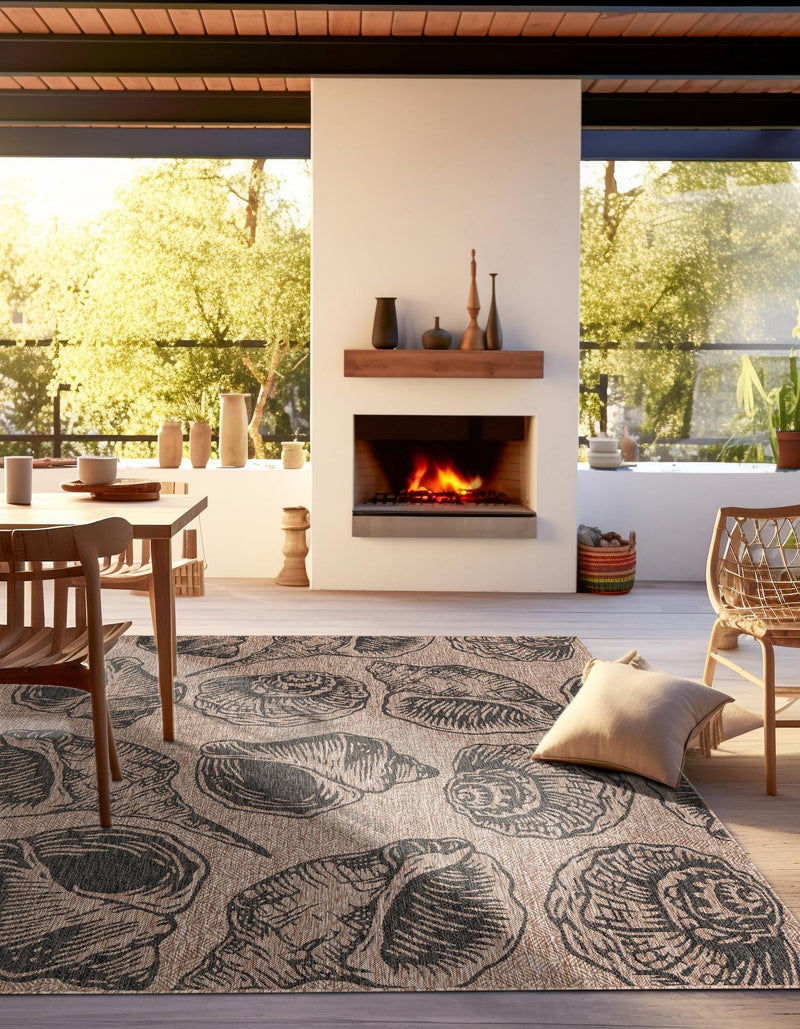 Seaside Haven Rugs Collection Area Rug - Lighthouse (Brown and Black) Square Brown and Black lifestyle 10