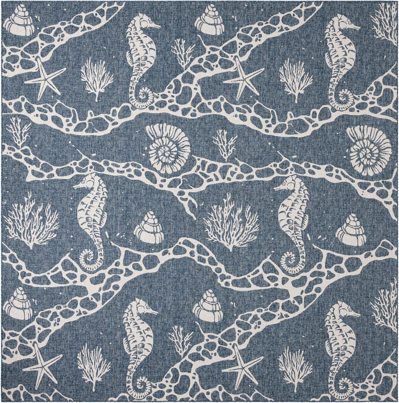 Seaside Haven Rugs Collection Area Rug - Wavecrest Square Navy Blue Main