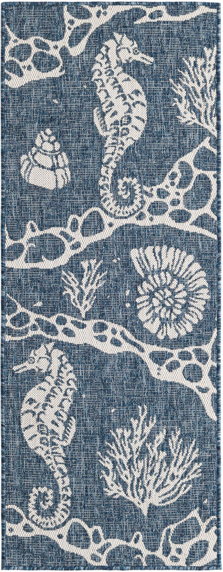 Seaside Haven Rugs Collection Area Rug - Wavecrest Runner Navy Blue Main