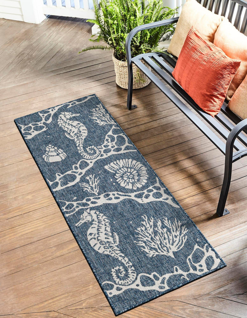 Seaside Haven Rugs Collection Area Rug - Wavecrest Runner Navy Blue lifestyle 0