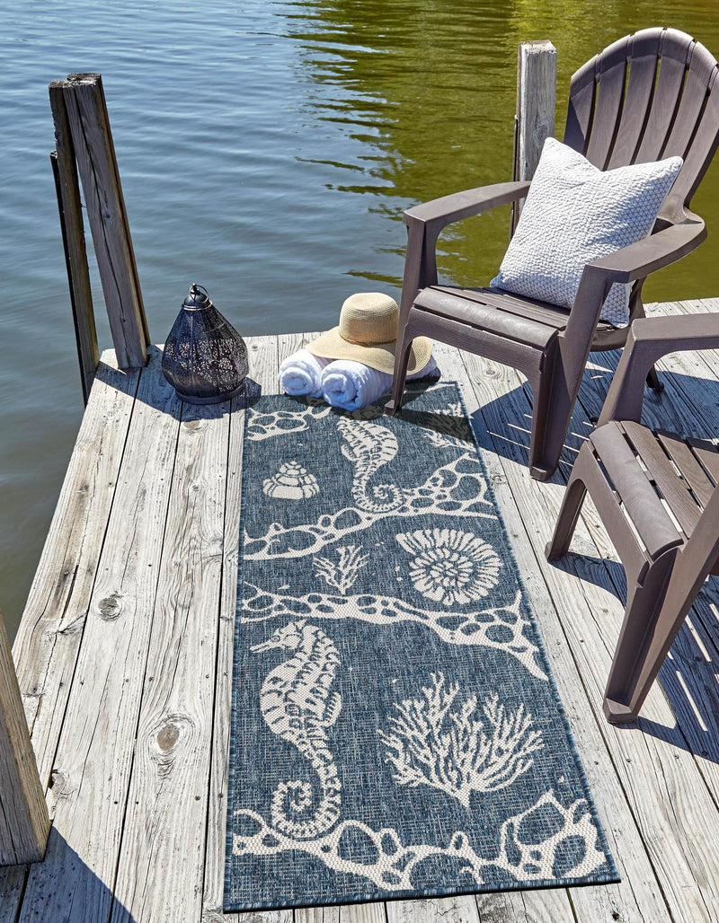 Seaside Haven Rugs Collection Area Rug - Wavecrest Runner Navy Blue lifestyle 2