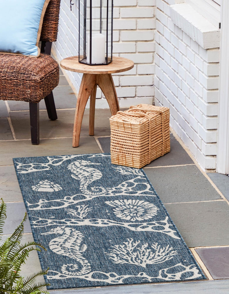 Seaside Haven Rugs Collection Area Rug - Wavecrest Runner Navy Blue lifestyle 3