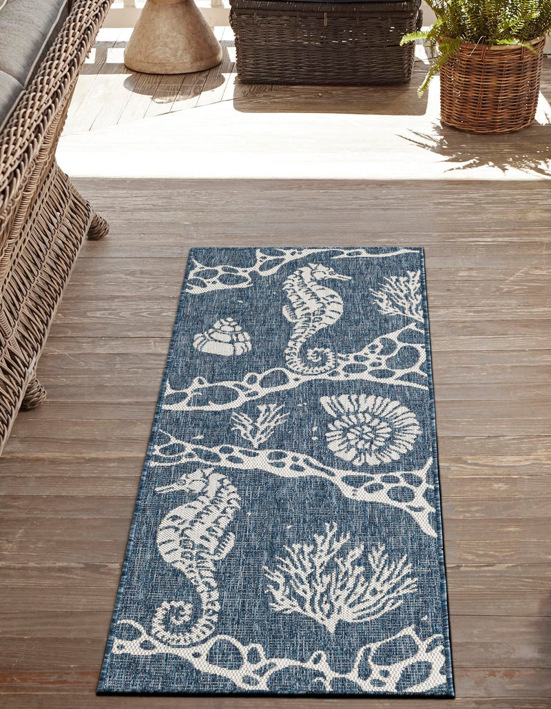 Seaside Haven Rugs Collection Area Rug - Wavecrest Runner Navy Blue lifestyle 4