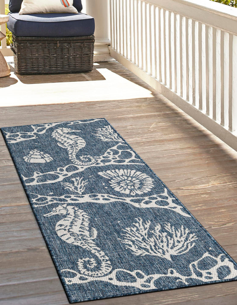 Seaside Haven Rugs Collection Area Rug - Wavecrest Runner Navy Blue lifestyle 5