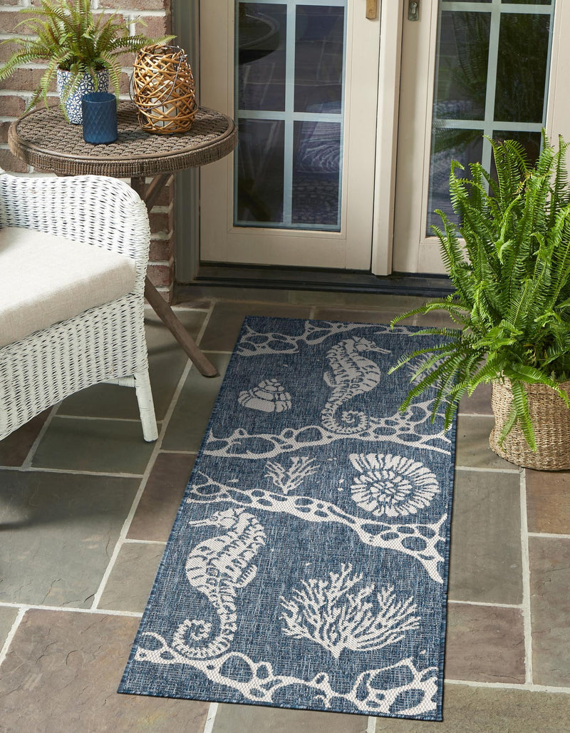 Seaside Haven Rugs Collection Area Rug - Wavecrest Runner Navy Blue lifestyle 6