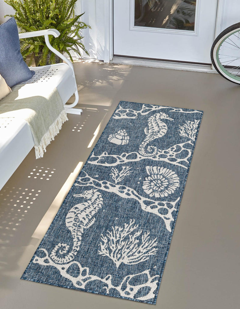 Seaside Haven Rugs Collection Area Rug - Wavecrest Runner Navy Blue lifestyle 7