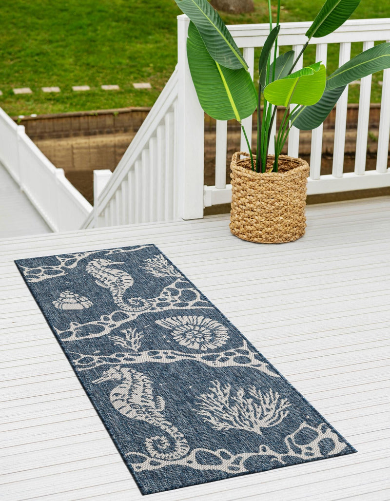 Seaside Haven Rugs Collection Area Rug - Wavecrest Runner Navy Blue lifestyle 8