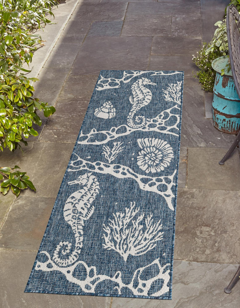 Seaside Haven Rugs Collection Area Rug - Wavecrest Runner Navy Blue lifestyle 10