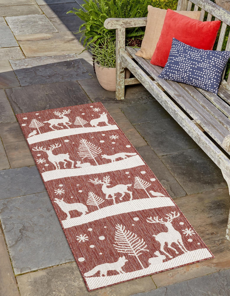 Garden Festivity Collection Area Rug - Evergreen Runner Red lifestyle 55