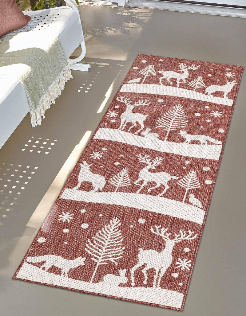 Garden Festivity Collection Area Rug - Evergreen Runner Red lifestyle 67
