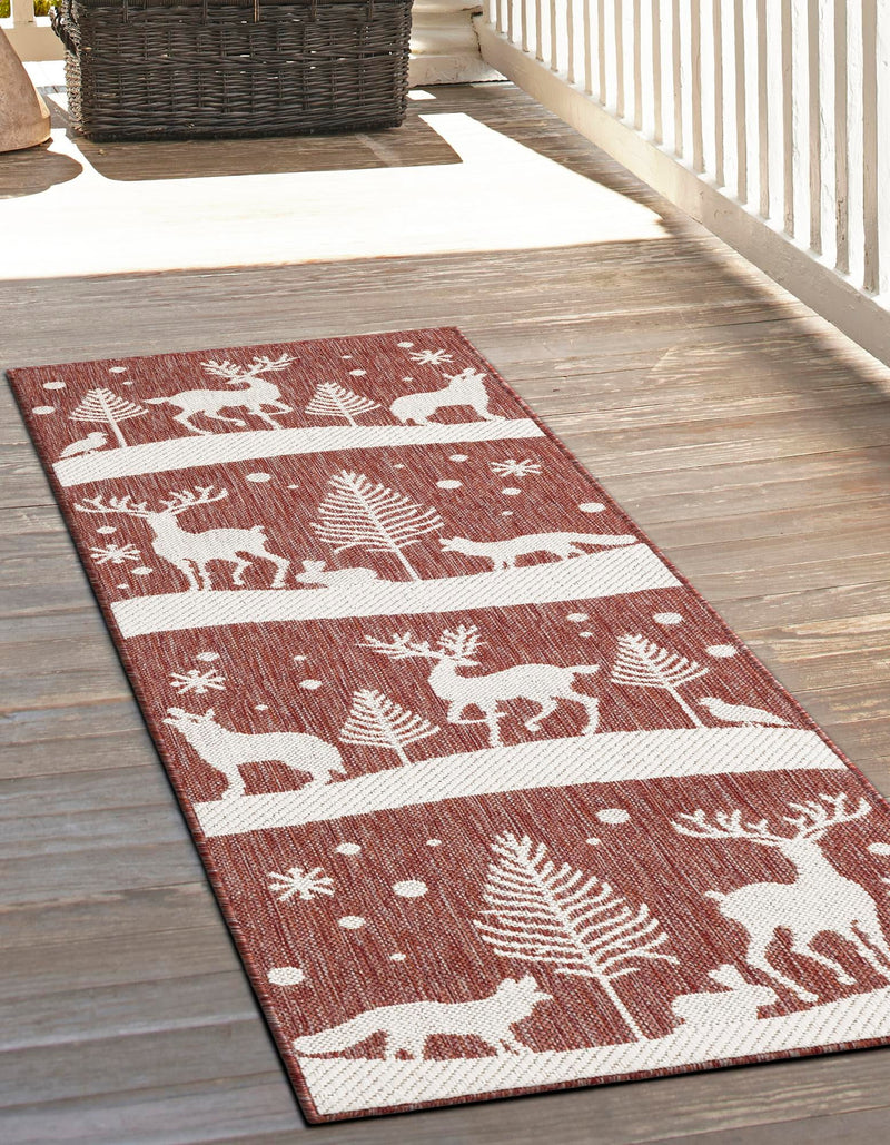 Garden Festivity Collection Area Rug - Evergreen Runner Red lifestyle 73