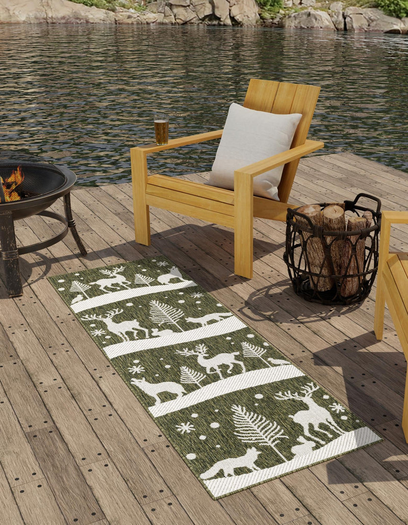 Garden Festivity Collection Area Rug - Evergreen Runner Green lifestyle 0