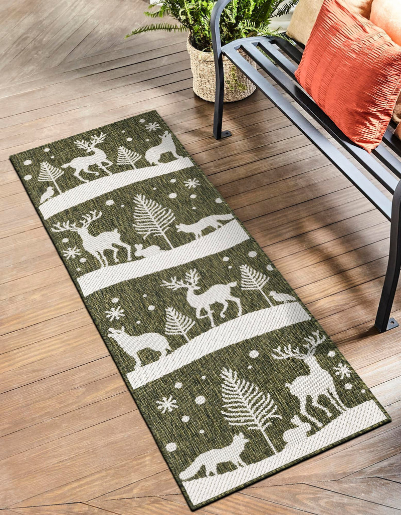 Garden Festivity Collection Area Rug - Evergreen Runner Green lifestyle 4