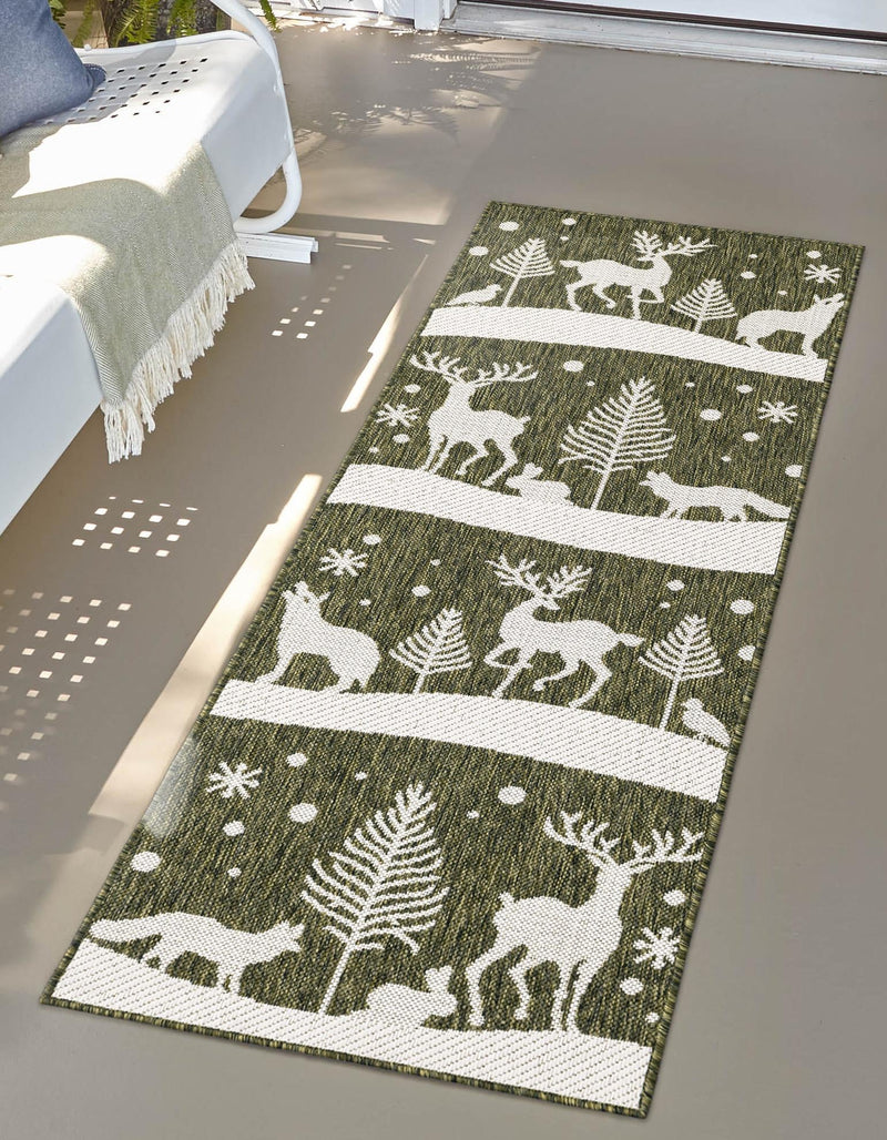 Garden Festivity Collection Area Rug - Evergreen Runner Green lifestyle 7