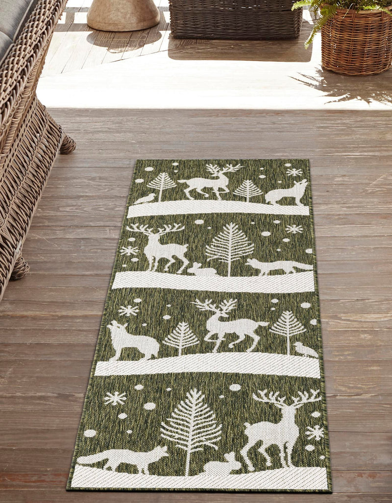Garden Festivity Collection Area Rug - Evergreen Runner Green lifestyle 8