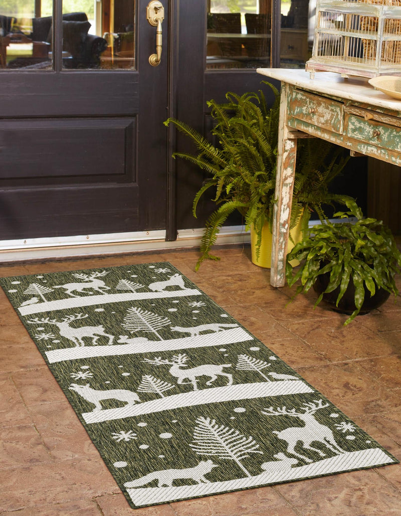 Garden Festivity Collection Area Rug - Evergreen Runner Green lifestyle 9