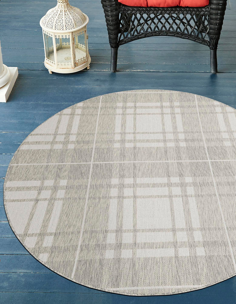 Patio Plaid Collection Area Rug - Terrace Round Gray lifestyle 156