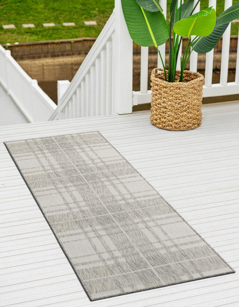 Patio Plaid Collection Area Rug - Terrace Runner Gray lifestyle 121