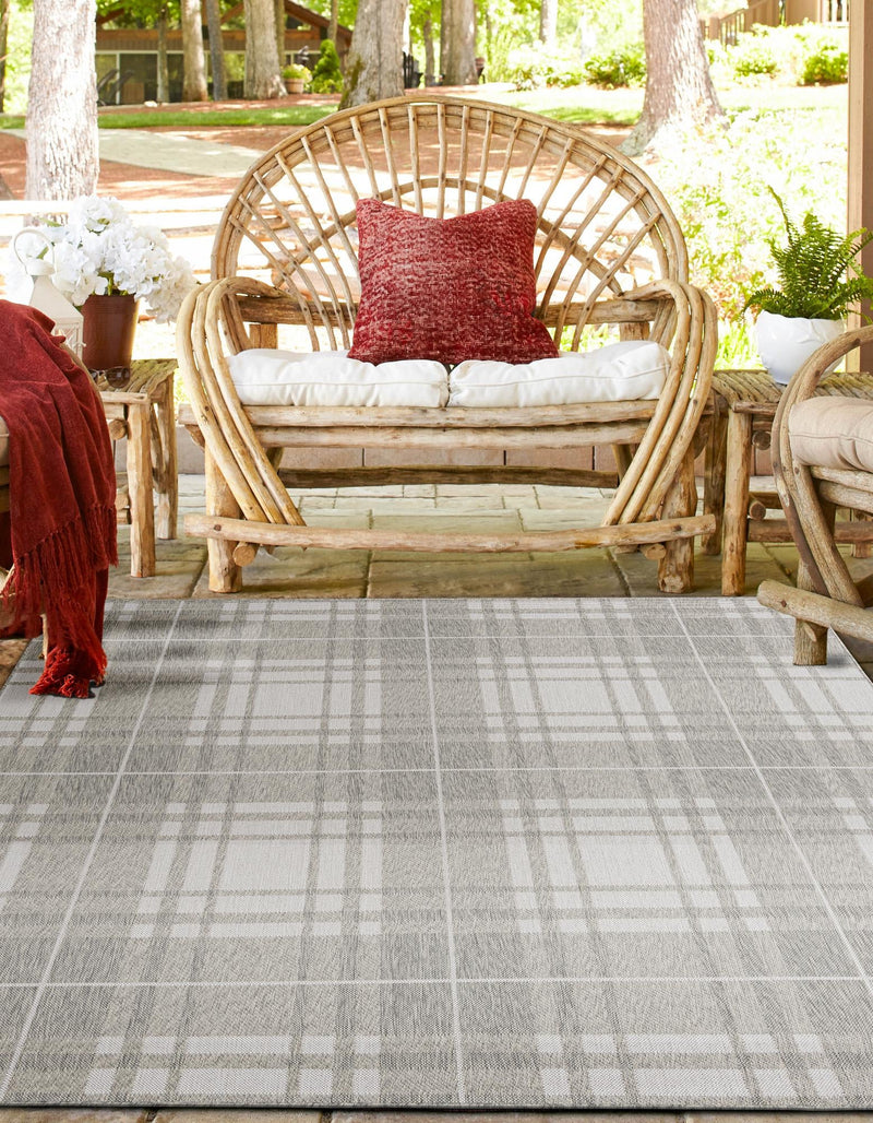 Patio Plaid Collection Area Rug - Terrace Square Gray lifestyle 0