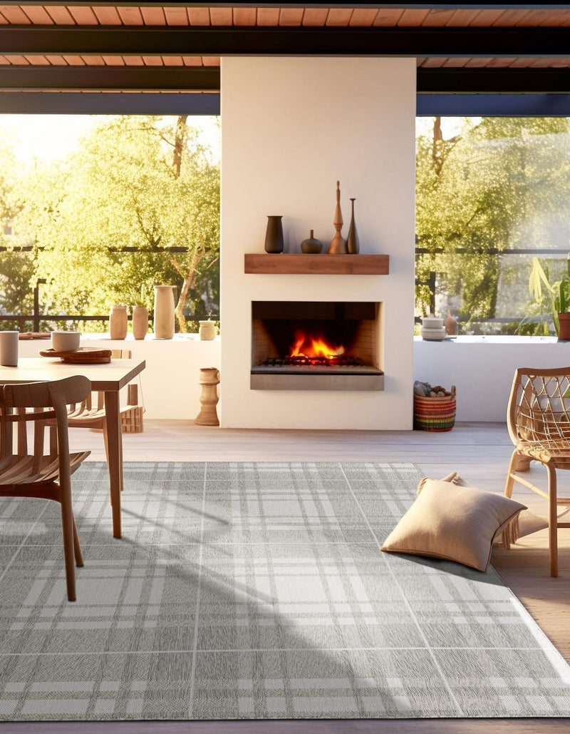 Patio Plaid Collection Area Rug - Terrace Square Gray lifestyle 10