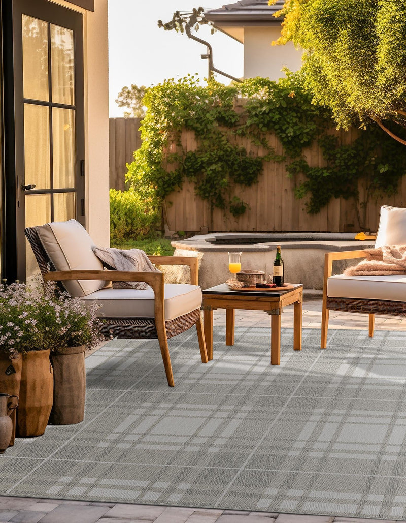 Patio Plaid Collection Area Rug - Terrace Square Gray lifestyle 11