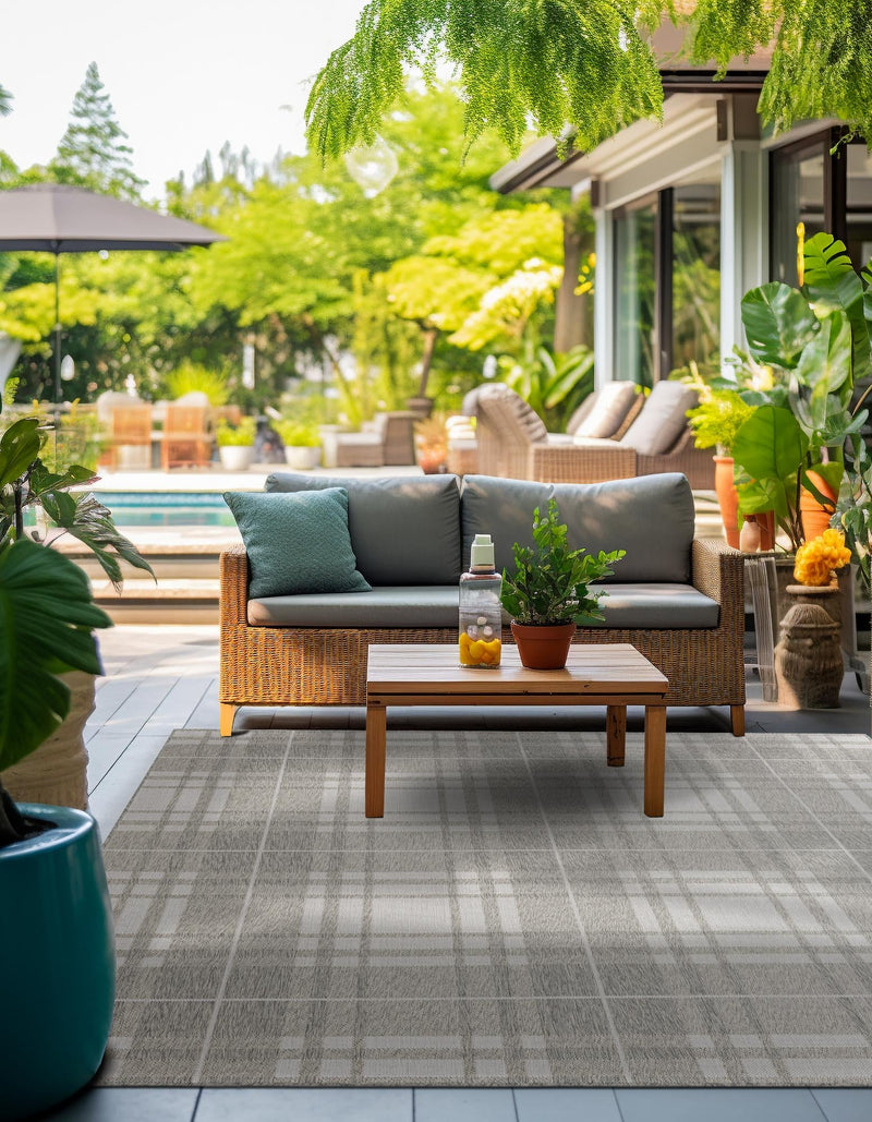 Patio Plaid Collection Area Rug - Terrace Square Gray lifestyle 12