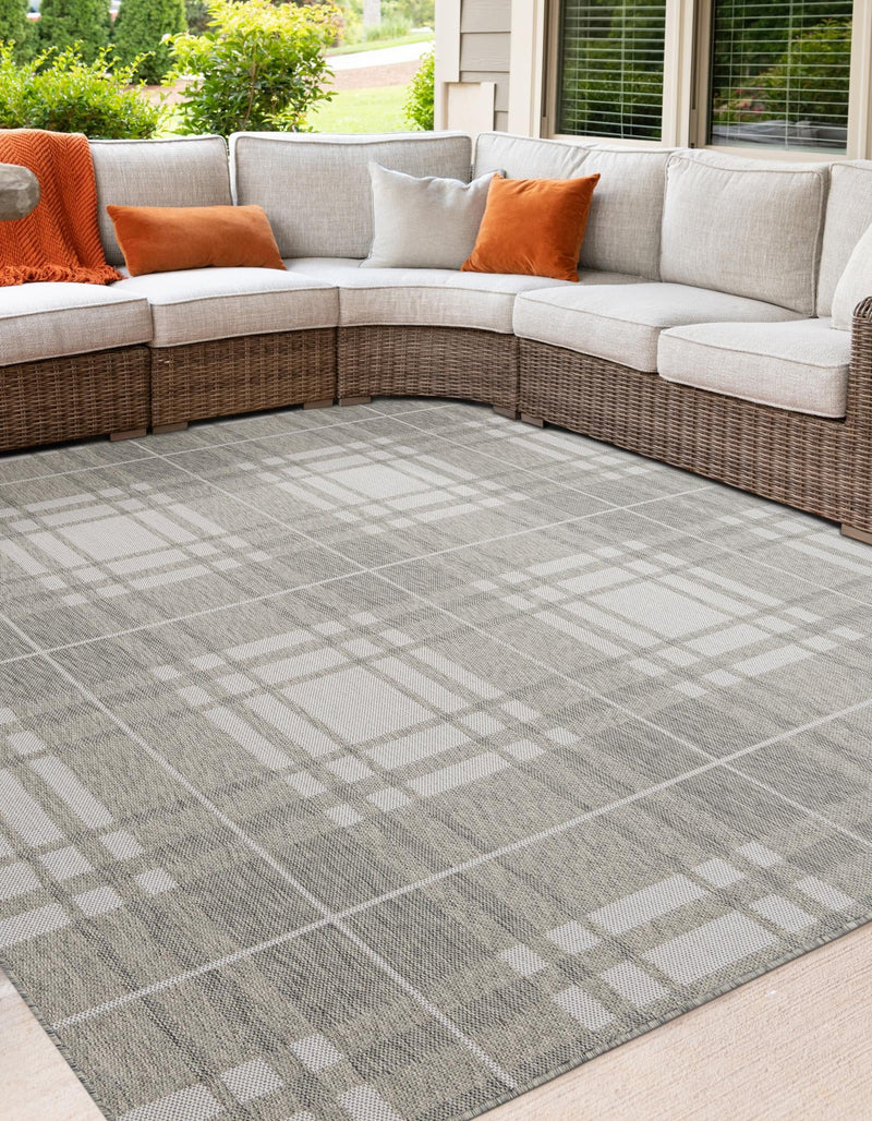 Patio Plaid Collection Area Rug - Terrace Square Gray lifestyle 13