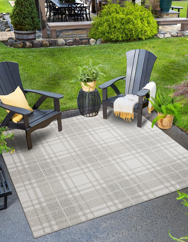 Patio Plaid Collection Area Rug - Terrace Square Gray lifestyle 14
