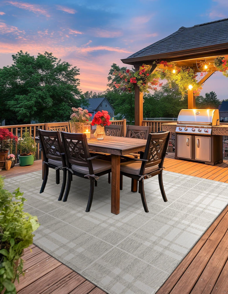 Patio Plaid Collection Area Rug - Terrace Square Gray lifestyle 16