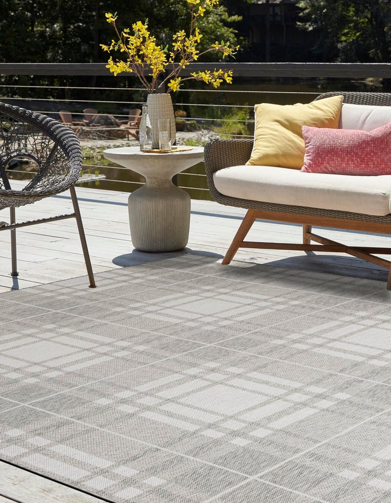 Patio Plaid Collection Area Rug - Terrace Square Gray lifestyle 17