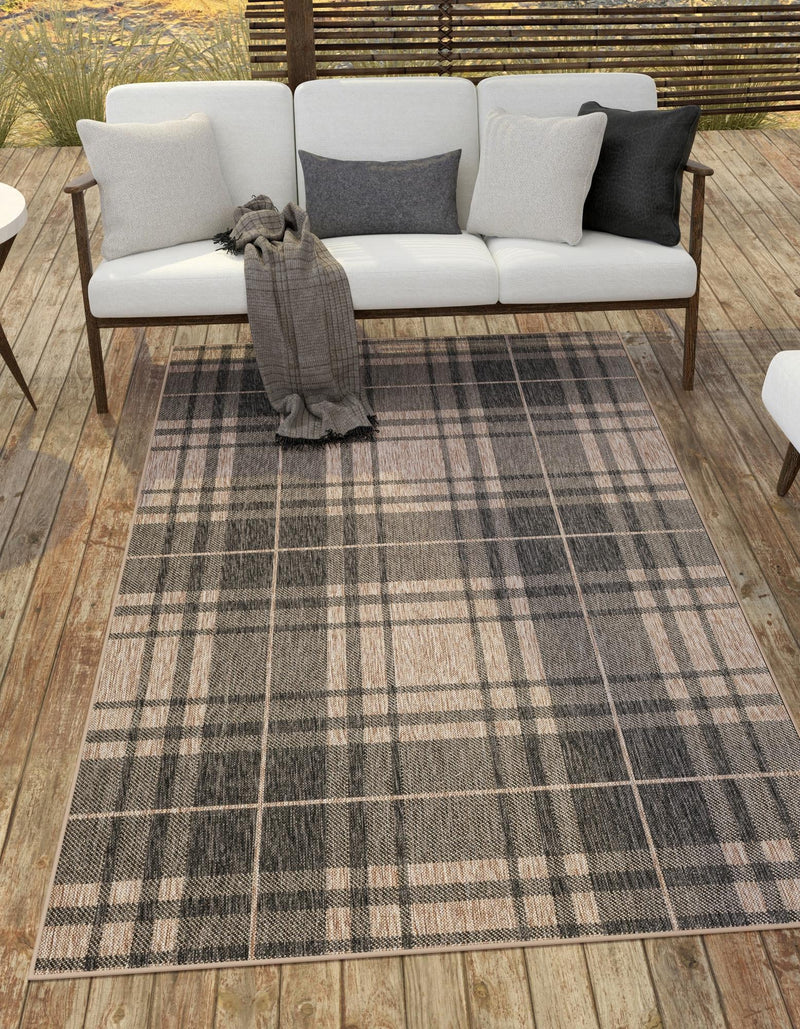 Patio Plaid Collection Area Rug - Terrace Rectangle Black and Brown lifestyle 6