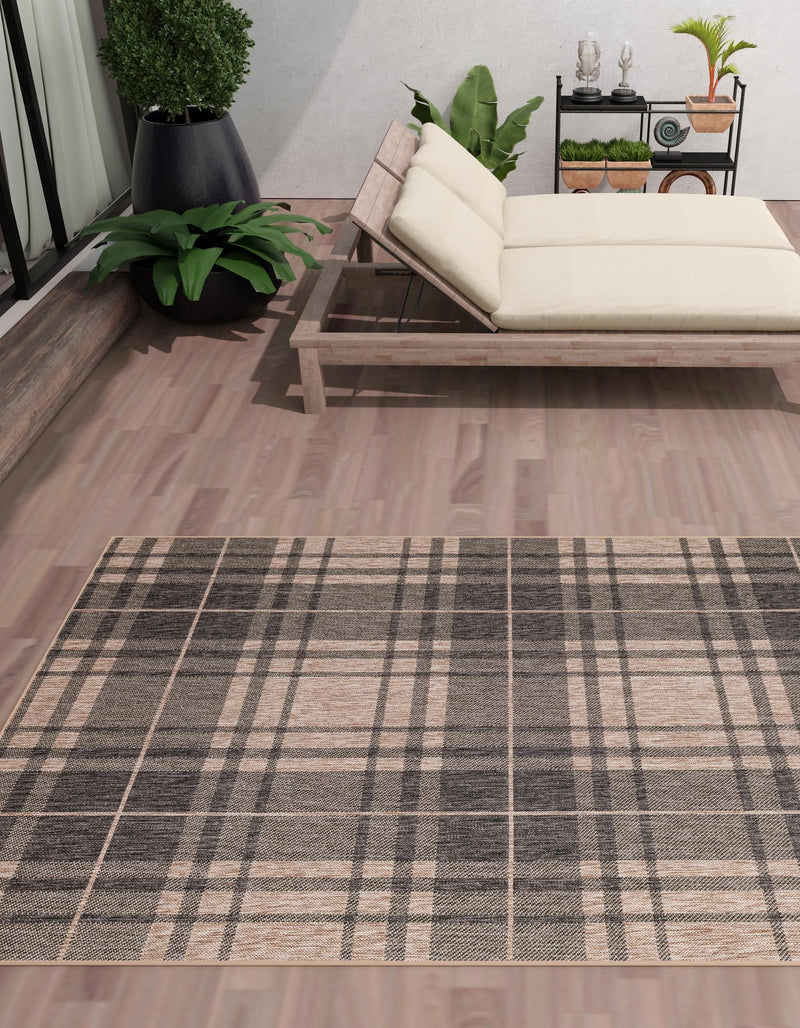 Patio Plaid Collection Area Rug - Terrace Rectangle Black and Brown lifestyle 18
