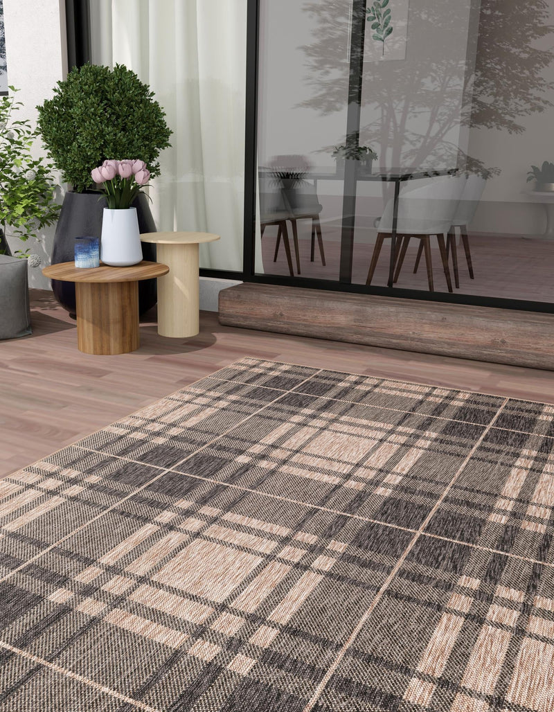 Patio Plaid Collection Area Rug - Terrace Rectangle Black and Brown lifestyle 24