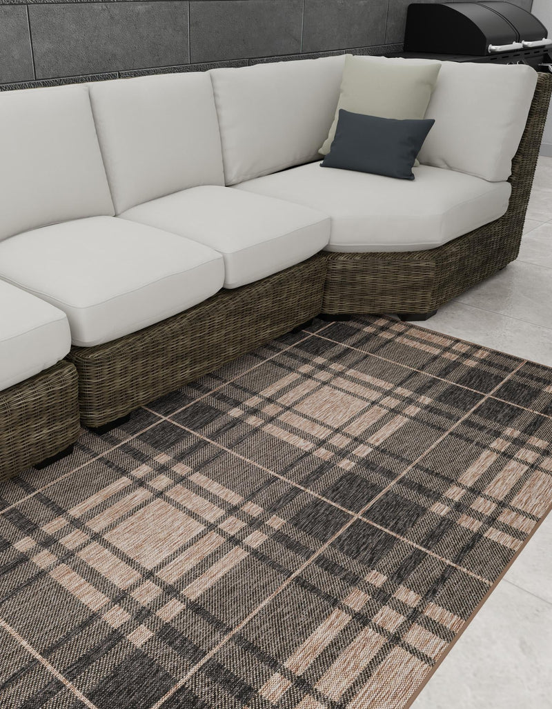 Patio Plaid Collection Area Rug - Terrace Rectangle Black and Brown lifestyle 30