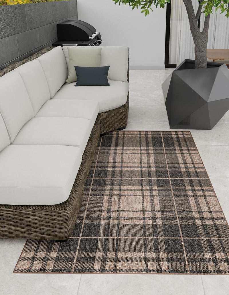 Patio Plaid Collection Area Rug - Terrace Rectangle Black and Brown lifestyle 36