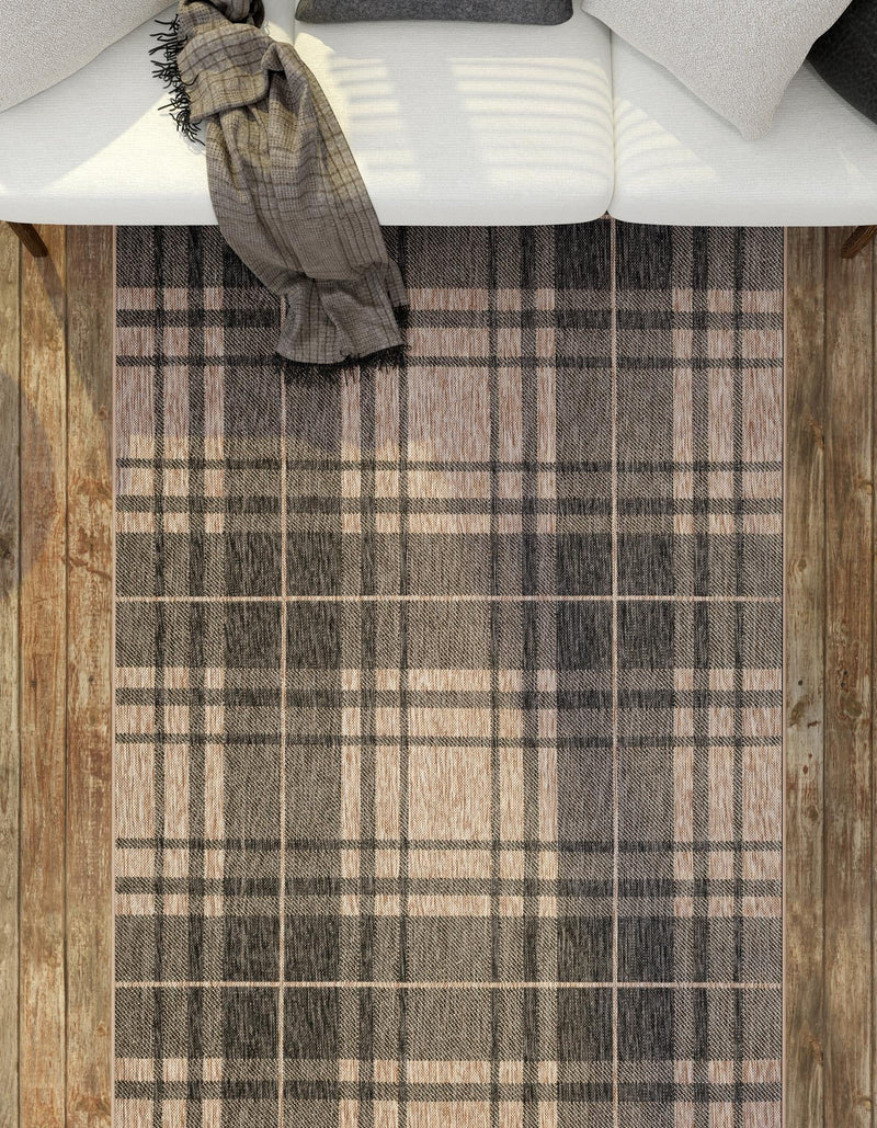 Patio Plaid Collection Area Rug - Terrace Rectangle Black and Brown lifestyle 88