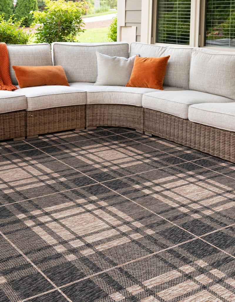 Patio Plaid Collection Area Rug - Terrace Square Black and Brown lifestyle 151