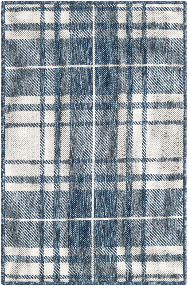 Patio Plaid Collection Area Rug - Terrace Rectangle Blue Main